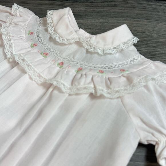 Vintage Alison Scott Romper One Piece Size 6 mos Lace Embroidered Dainty - Picture 11 of 16